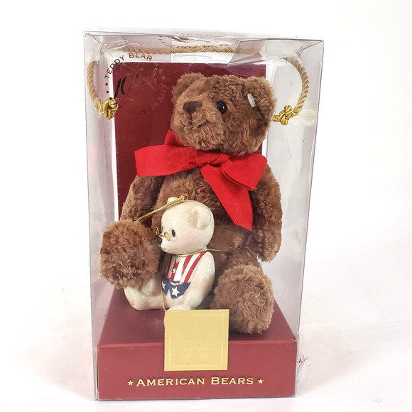 Lenox American Bears For The Holidays Teddy Bear 100th Anniversary w/ Ornament - Picture 1 of 9
